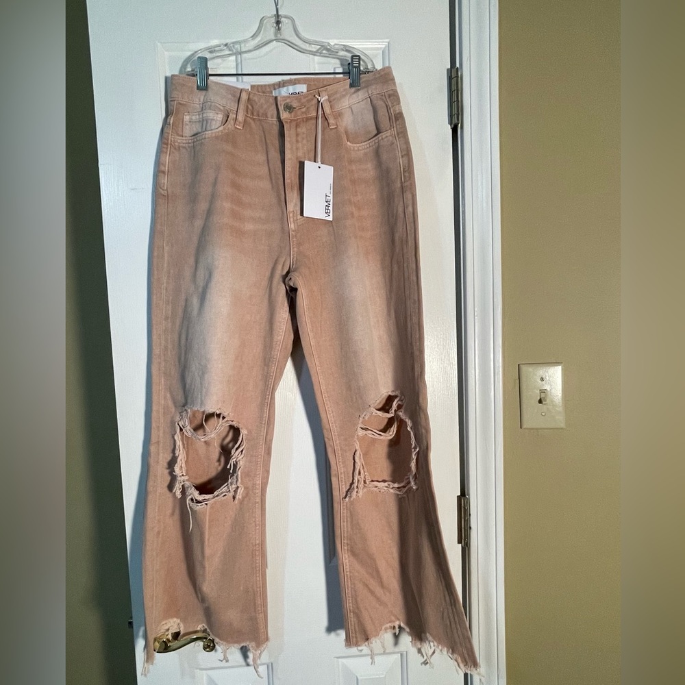 Vervet Maya Flare Jeans Dusty Pink
